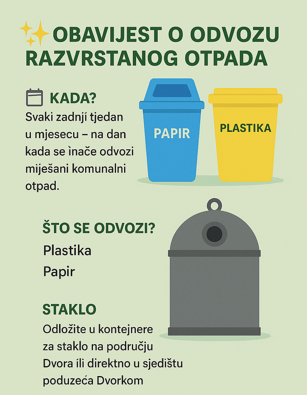 obavijest razvrstani otpad
